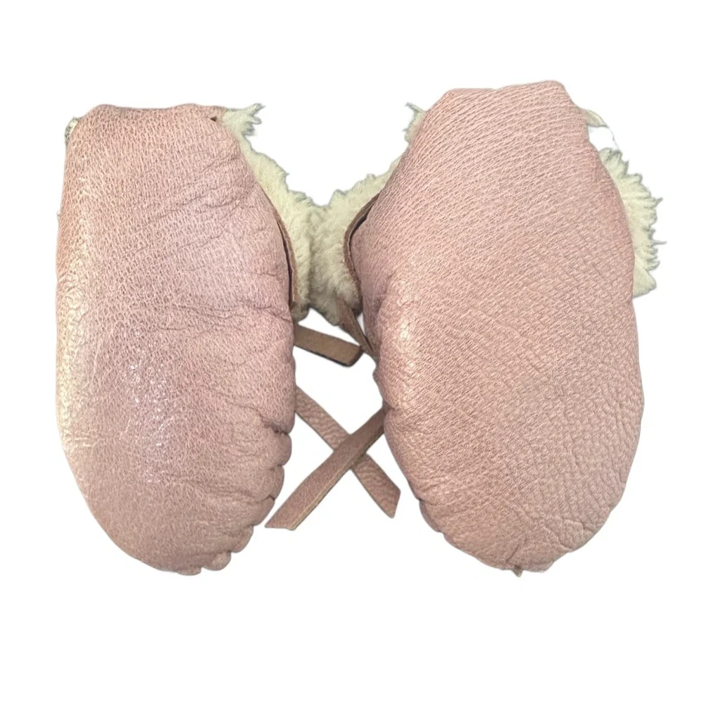 Pink Handmade Leather Baby Moccasins